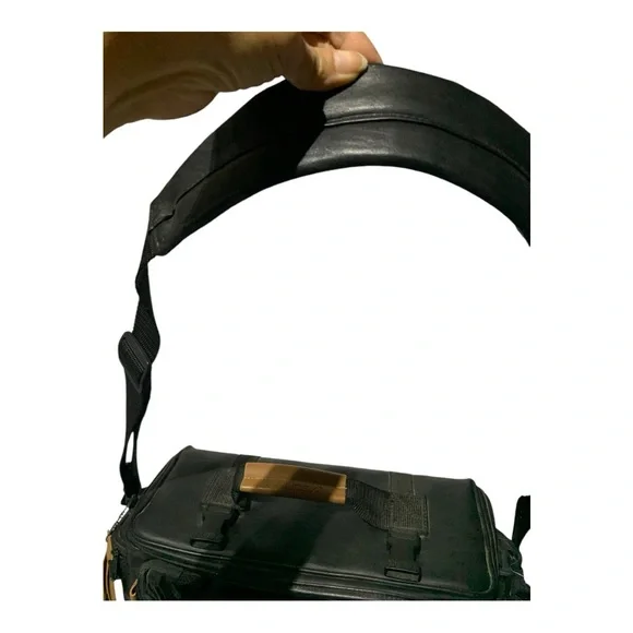 Solidex Black Leather Camera Video Equipment Bag with Gold Warranty